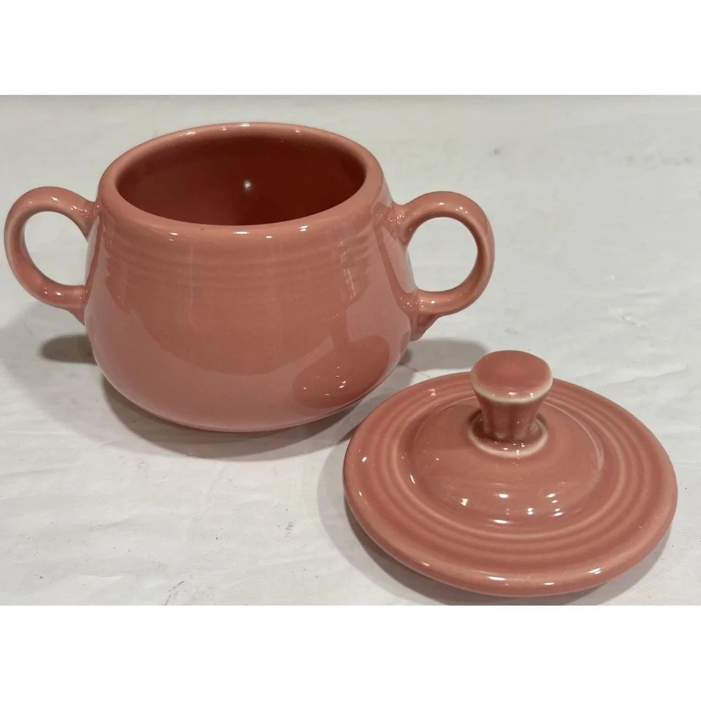 Fiesta HLC Creamer And Sugar Set Lid, Tray Rose Pink Peony Fiestaware‎ 4 Pcs